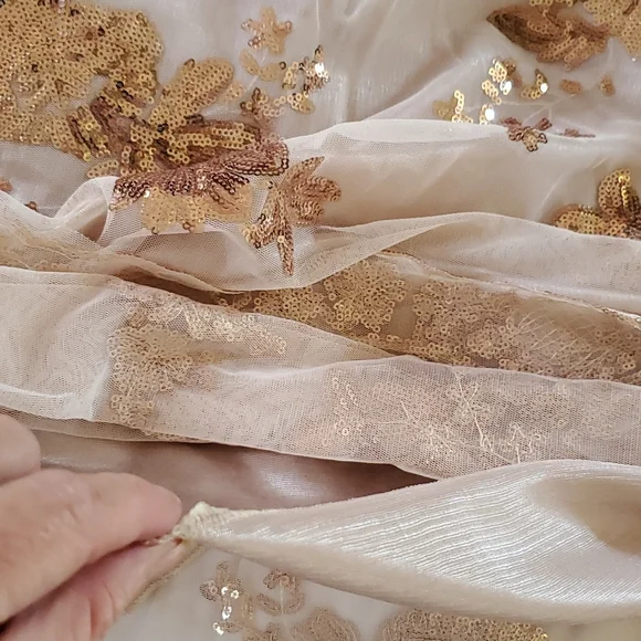 Cream & rose gold sequined, full length dress, size 2X, Shein - Picture 11 of 11